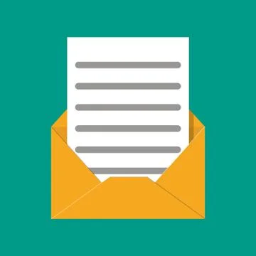 Envelope with sheet of paper. mail concept Stock Illustration