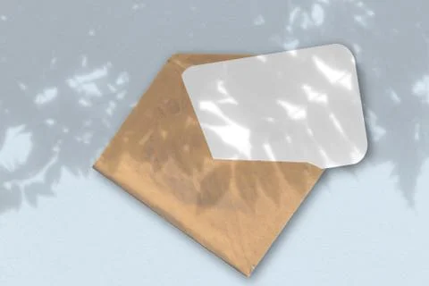 An envelope with a sheet of textured white paper on the blue background of th Stock Illustration