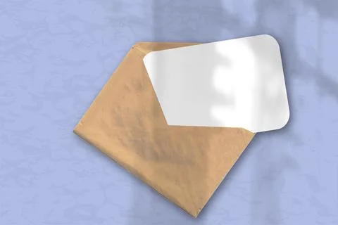 An envelope with a sheet of textured white paper on the soft blue background  Stock Illustration