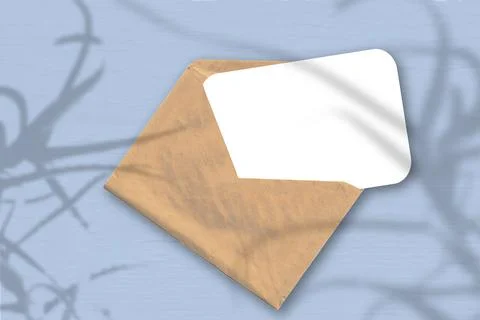 An envelope with a sheet of textured white paper on the soft blue background  Stock Illustration