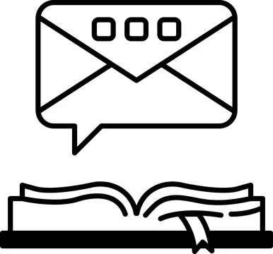 Envelope is sitting on top of an open book Stock Illustration