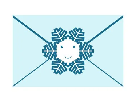 Envelope with smiling snowflake Stock Illustration