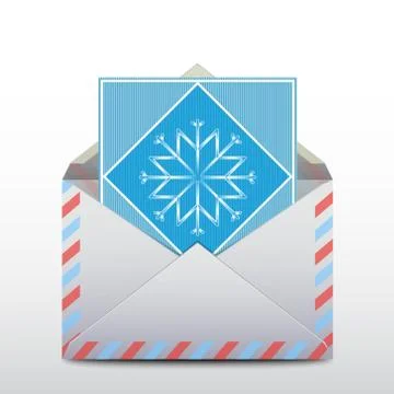Envelope with a snowflake inside, e-mail icon. Vector Stock Illustration