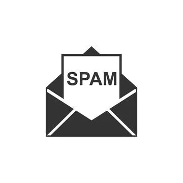 Envelope with spam icon isolated. Concept of virus, piracy, hacking and security Stock Illustration