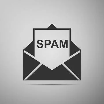 Envelope with spam icon isolated on grey background. Concept of virus, piracy Stock Illustration