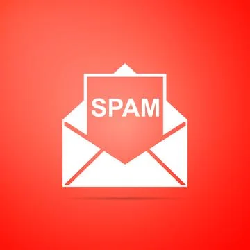 Envelope with spam icon isolated on orange background. Concept of virus, pi.. Illustrazione stock