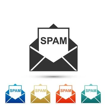 Envelope with spam icon isolated on white background. Concept of virus, pir.. Stockillustratie
