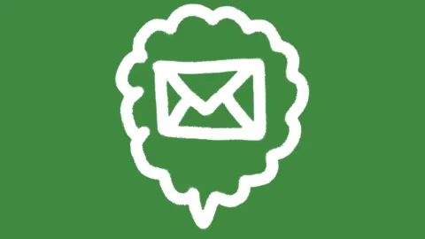 Envelope speech bubble mail hand-drawn cartoon graphic with chalk outline email Stock Footage 337785621