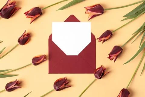 Envelope with spring flowers Stock Photos