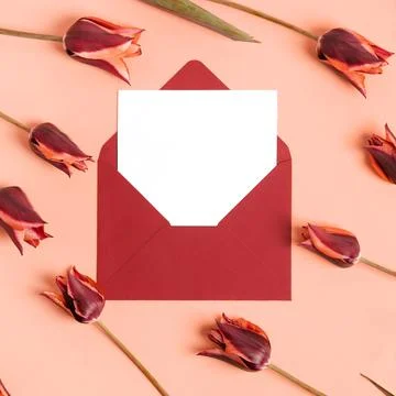 Envelope with spring flowers Stock Photos