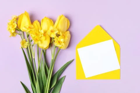 Envelope with spring flowers Stock Photos