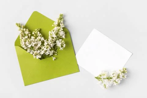 Envelope with spring flowers Stock Photos