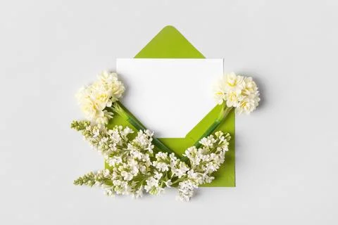 Envelope with spring flowers Stock Photos
