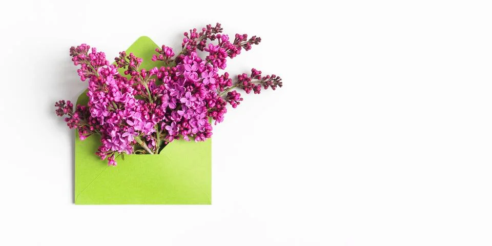 Envelope with spring flowers Stock Photos