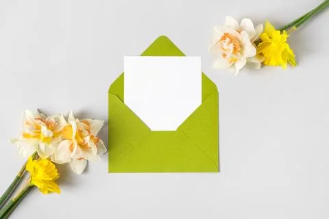 Envelope with spring flowers Stock Photos