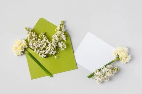 Envelope with spring flowers Stock Photos