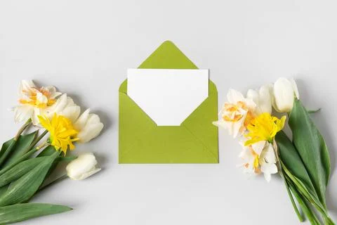 Envelope with spring flowers Stock Photos