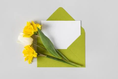 Envelope with spring flowers Stock Photos