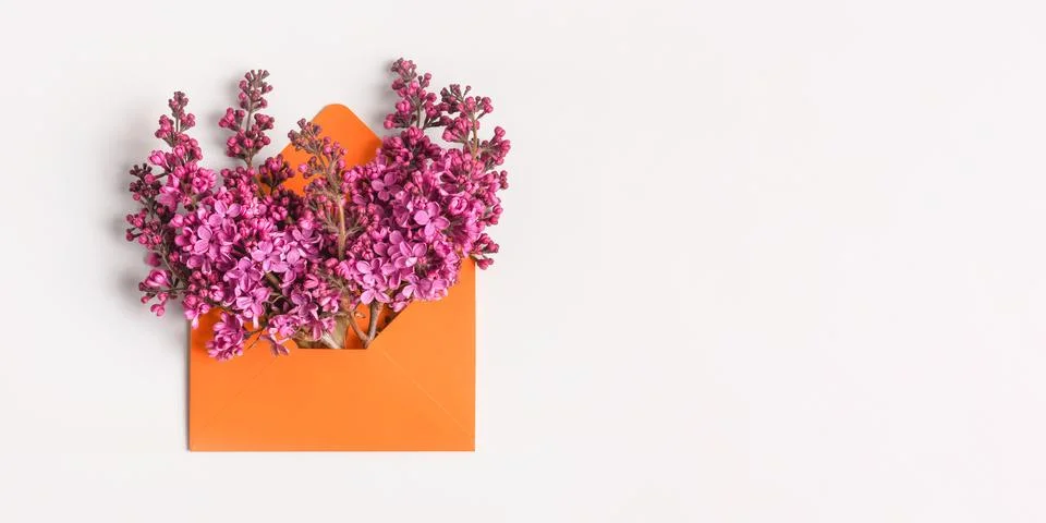 Envelope with spring flowers Stock Photos