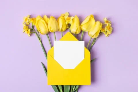 Envelope with spring flowers Stock Photos