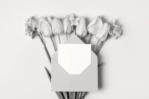 Envelope with spring flowers Stock Photos