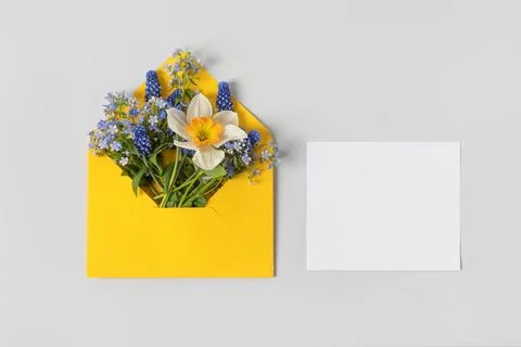 Envelope with spring flowers Stock Photos