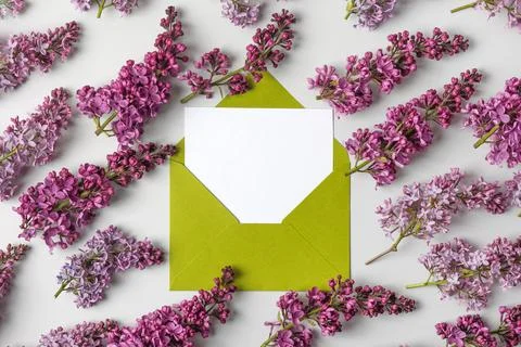 Envelope with spring flowers Stock Photos