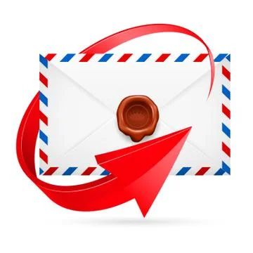 Envelope with stamp and arrow around Stock Illustration