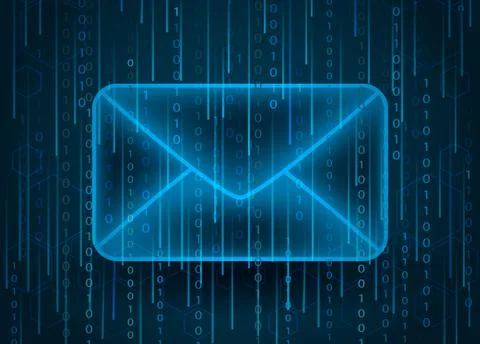 Envelope symbol and binary code. Stock Illustration