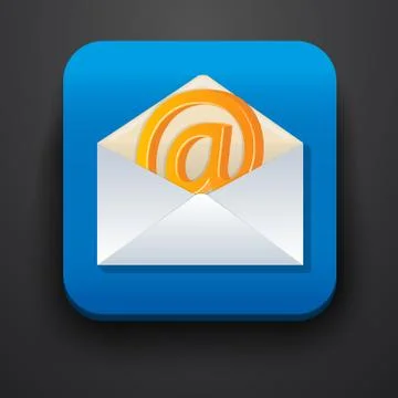 Envelope symbol icon on blue Stock Illustration