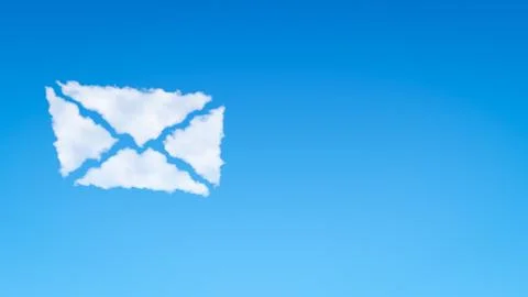 Envelope Symbol Shape Cloud in the Blue Sky with Copyspace 스톡 일러스트
