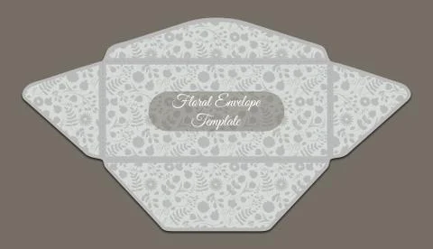 Envelope template with floral pattern Stock Illustration