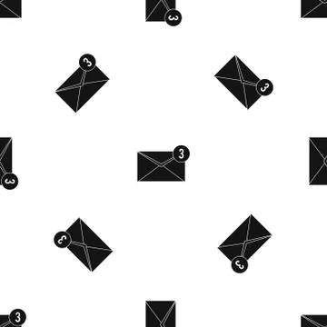 Envelope with three messages pattern seamless black 스톡 일러스트