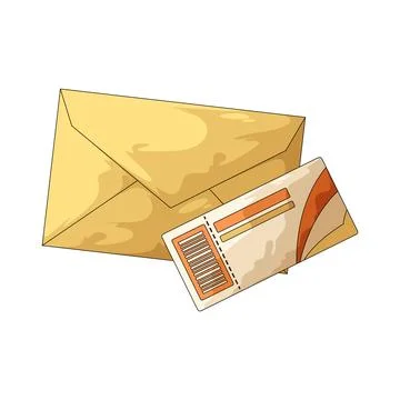 Envelope with ticket illustration Stock Illustration