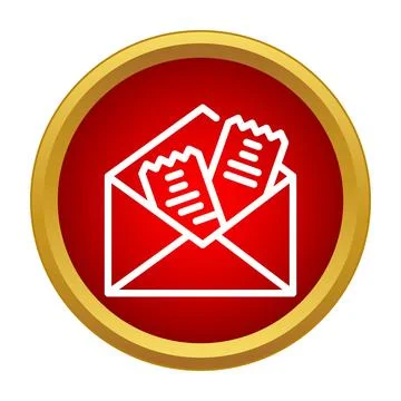 Envelope with tickets icon indicating event invitation and mail Stock Illustration