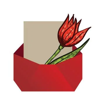 Envelope with tulip 스톡 일러스트