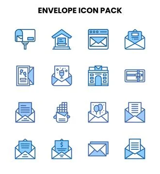 Envelope Two Colour Graphics Icons Pack Illustrazione stock