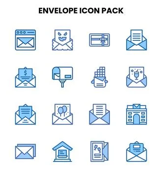 Envelope Two Colour UI Icons Pack Stock Illustration