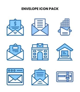 Envelope Two Colour Vector Icons Pack Stock Illustration