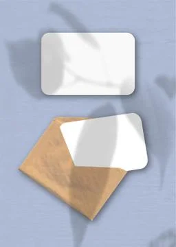 An envelope with two sheets of textured white paper on the blue background Stock Illustration