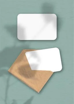 An envelope with two sheets of textured white paper on the green background Stock Illustration