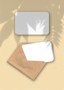 An envelope with two sheets of textured white paper on the yellow background  Illustrazione stock
