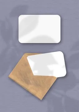 An envelope with two sheets of textured white paper on the lilac background o Stock Illustration