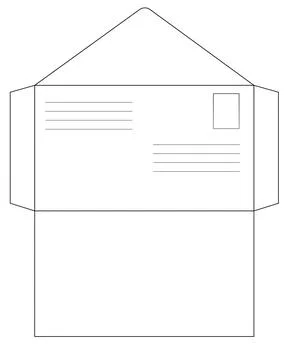 Envelope unfolder for DIY - vector linear template for cutting Stock Illustration