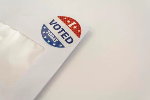 Envelope with voting ballot papers sent by mail for absentee vote in presiden Stock Photos