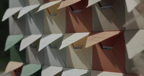 Envelope wall with personal notes for wedding guests Stock Footage 306328715