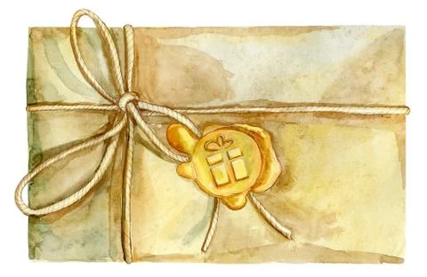 Envelope with a wax seal in the form of a gift イラスト素材