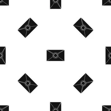 Envelope with wax seal pattern seamless black Illustrazione stock