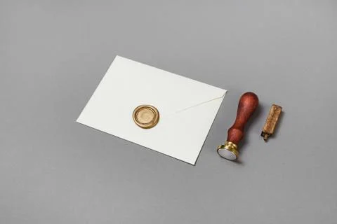 Envelope, wax seal, stamp Stock Photos