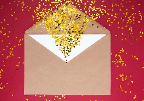 Envelope with white sheet of paper for message to loved one with tittle spark Stock Photos